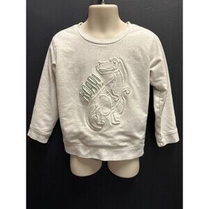 Tommy Bahama Boys 4T Sweatshirt Dino Embossed “Roar!” Cream Long Sleeve